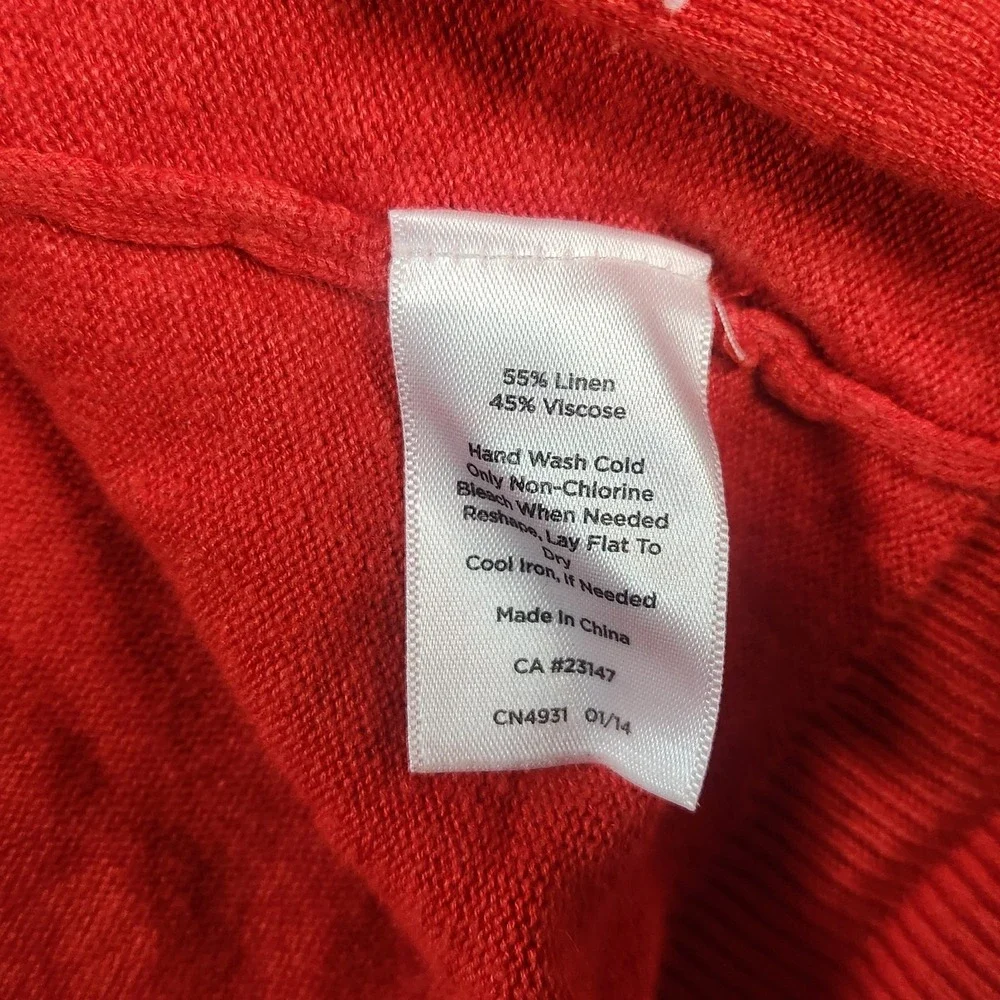 Talbots Cardigan Sweater Womens MP Medium Red‎ Shawl Collar Open Front